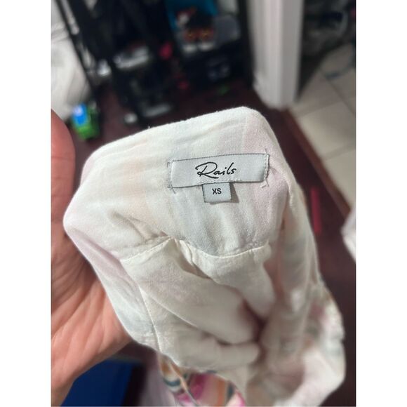 Rails Martina Avila Multicolored Stripe Magenta Mini Dress Size XS Linen Rayon - Picture 7 of 11